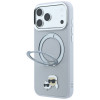 Capa MagSafe Karl Lagerfeld with Ring Stand 360 Karl & Choupette Heads Pin para Apple iPhone 18 Pro Max / 17 Pro Max, cinzenta