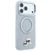 Capa MagSafe Karl Lagerfeld with Ring Stand 360 Karl & Choupette Heads Pin para Apple iPhone 18 Pro Max / 17 Pro Max, cinzenta