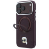 Capa MagSafe Karl Lagerfeld with Ring Stand 360 Karl Head Pin para Apple iPhone 18 Pro Max / 17 Pro Max, bordô