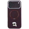 Capa MagSafe Karl Lagerfeld with Ring Stand 360 Karl Head Pin para Apple iPhone 18 Pro Max / 17 Pro Max, bordô