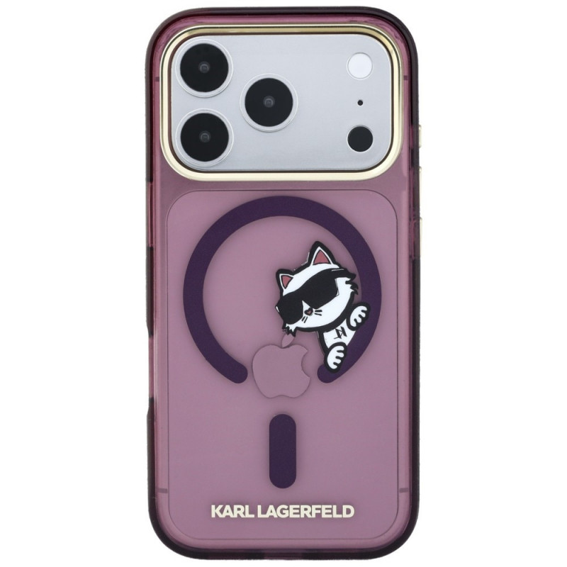 Capa MagSafe Peekaboo Logo Karl Lagerfeld para Apple iPhone 18 Pro / 17 Pro, bordô