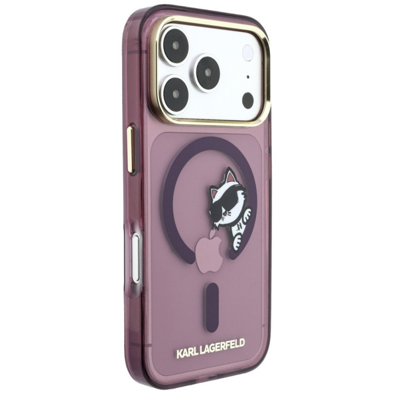 Capa MagSafe Peekaboo Logo Karl Lagerfeld para Apple iPhone 18 Pro / 17 Pro, bordô