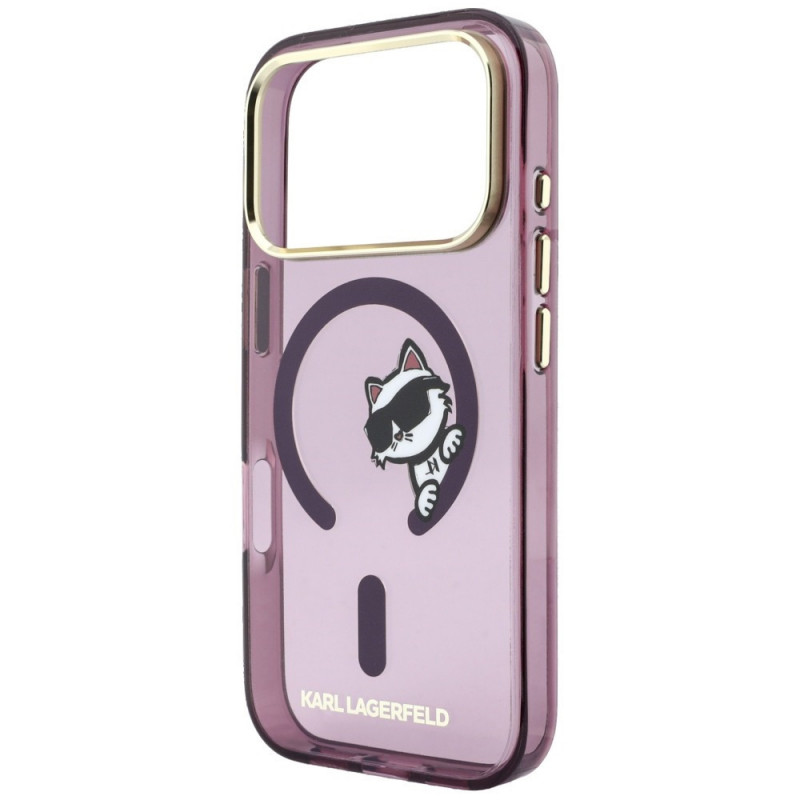 Capa MagSafe Peekaboo Logo Karl Lagerfeld para Apple iPhone 18 Pro / 17 Pro, bordô