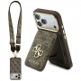 Capa Guess 4G com carteira e cordão, MagSafe, para Apple iPhone 18 Pro / 17 Pro, castanha