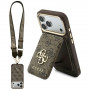 Capa Guess 4G com carteira e cordão, MagSafe, para Apple iPhone 18 Pro Max / 17 Pro Max, castanha