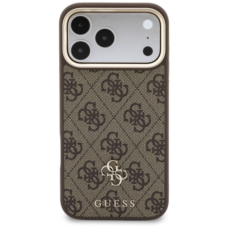 Capa Guess 4G com carteira e cordão, MagSafe, para Apple iPhone 18 Pro Max / 17 Pro Max, castanha