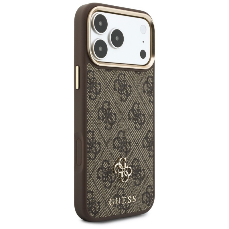 Capa Guess 4G com carteira e cordão, MagSafe, para Apple iPhone 18 Pro Max / 17 Pro Max, castanha