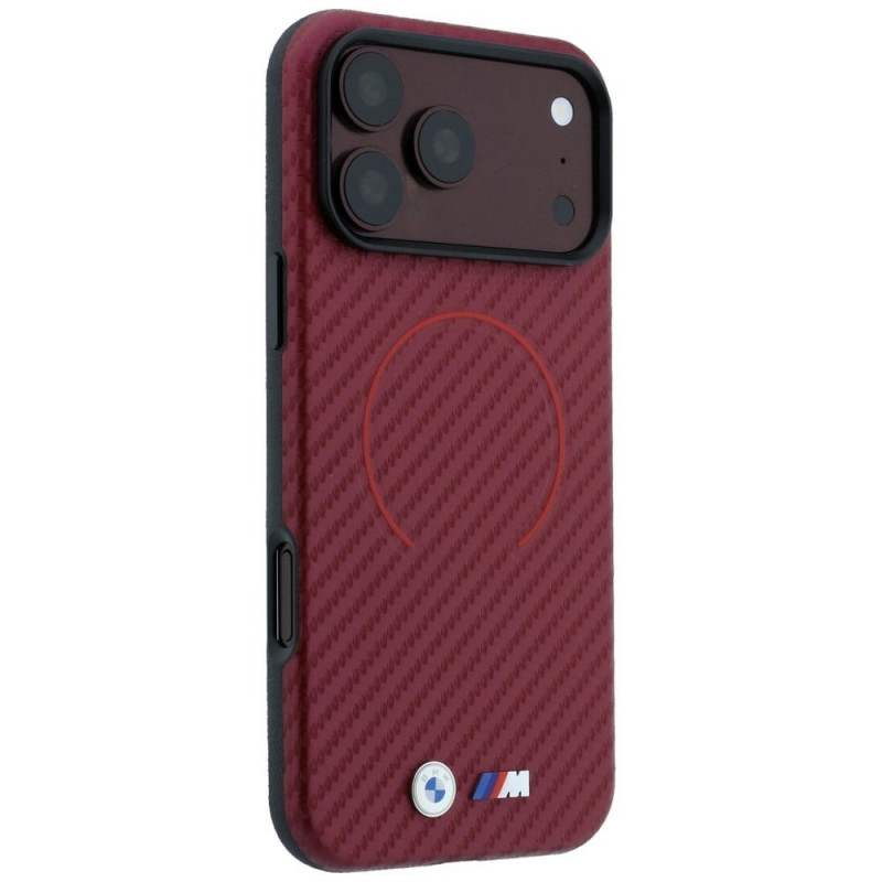 Capa MagSafe BMW M Carbon Printed Ring para Apple iPhone 18 Pro / 17 Pro, bordô