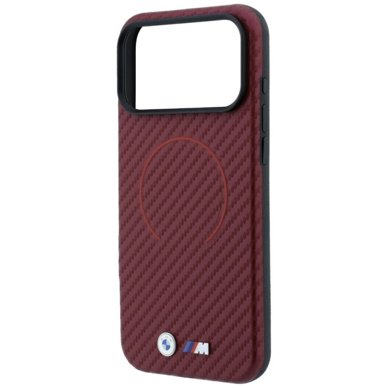 Capa MagSafe BMW M Carbon Printed Ring para Apple iPhone 18 Pro / 17 Pro, bordô