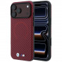 Capa MagSafe BMW M Carbon Printed Ring para Apple iPhone 18 Pro Max / 17 Pro Max, vermelha