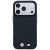 Capa MagSafe BMW M Quadrille Kevlar Metal Logo para Apple iPhone 18 Pro Max / 17 Pro Max, azul-marinho