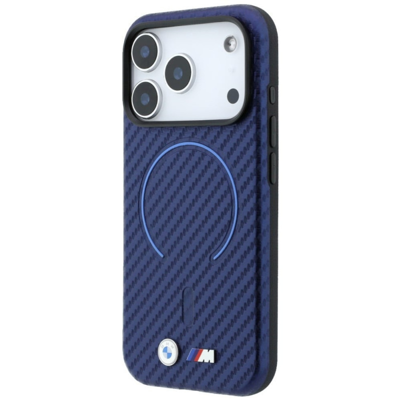 Capa MagSafe BMW M Carbon Printed Ring para Apple iPhone 18 Pro / 17 Pro, azul-marinho