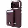 Conjunto de capa e carteira BMW Quilted Pattern Metal Logo para Apple iPhone 18 Pro / 17 Pro, bordô