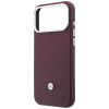 Conjunto de capa e carteira BMW Quilted Pattern Metal Logo para Apple iPhone 18 Pro / 17 Pro, bordô
