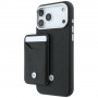 Conjunto de capa e carteira BMW Quilted Pattern Metal Logo para Apple iPhone 18 Pro Max / 17 Pro Max, preto