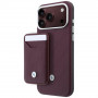 Conjunto de capa e carteira BMW Quilted Pattern Metal Logo para Apple iPhone 18 Pro Max / 17 Pro Max, bordô