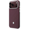 Conjunto de capa e carteira BMW Quilted Pattern Metal Logo para Apple iPhone 18 Pro Max / 17 Pro Max, bordô
