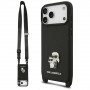 Capa Karl Lagerfeld Saffiano Karl&Choupette Metal Pin CBDY Strap para Apple iPhone 18 Pro / 17 Pro, preta