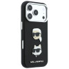 Capa Karl Lagerfeld Saffiano Karl&Choupette Heads Pins Strap Logo para Apple iPhone 18 Pro / 17 Pro, preta
