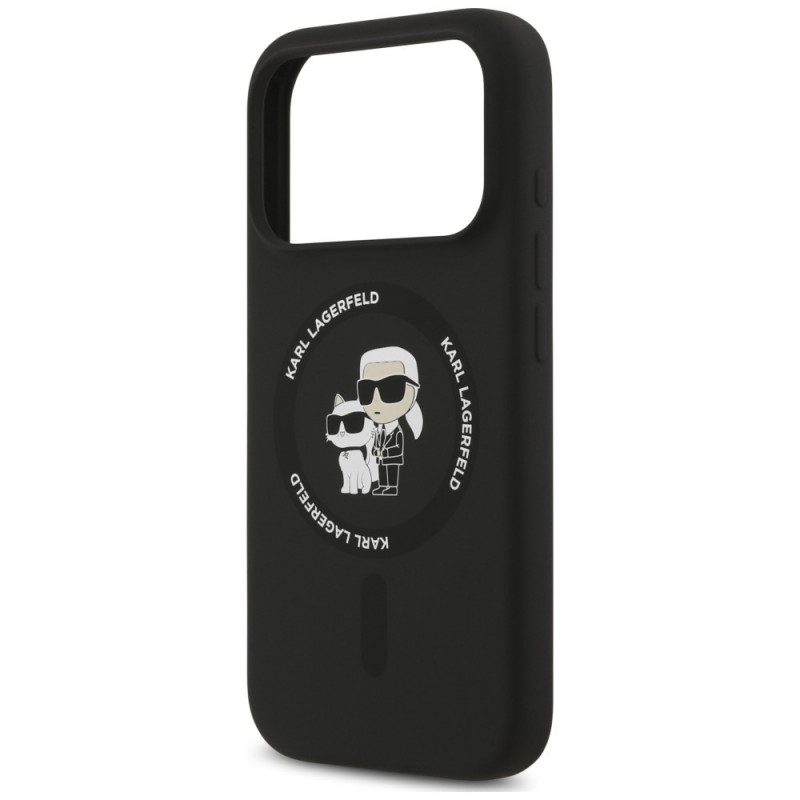 Capa Karl Lagerfeld Silicone Karl&Choupette Ring MagSafe para Apple iPhone 18 Pro Max / 17 Pro Max, preta