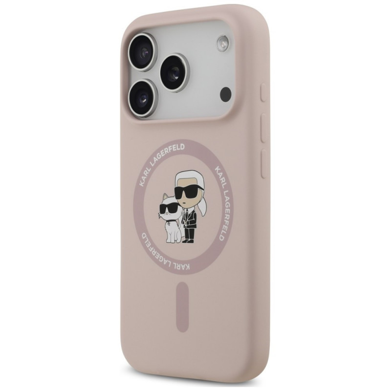 Capa de silicone Karl&Choupette Ring MagSafe Karl Lagerfeld para Apple iPhone 18 Pro / 17 Pro, preta