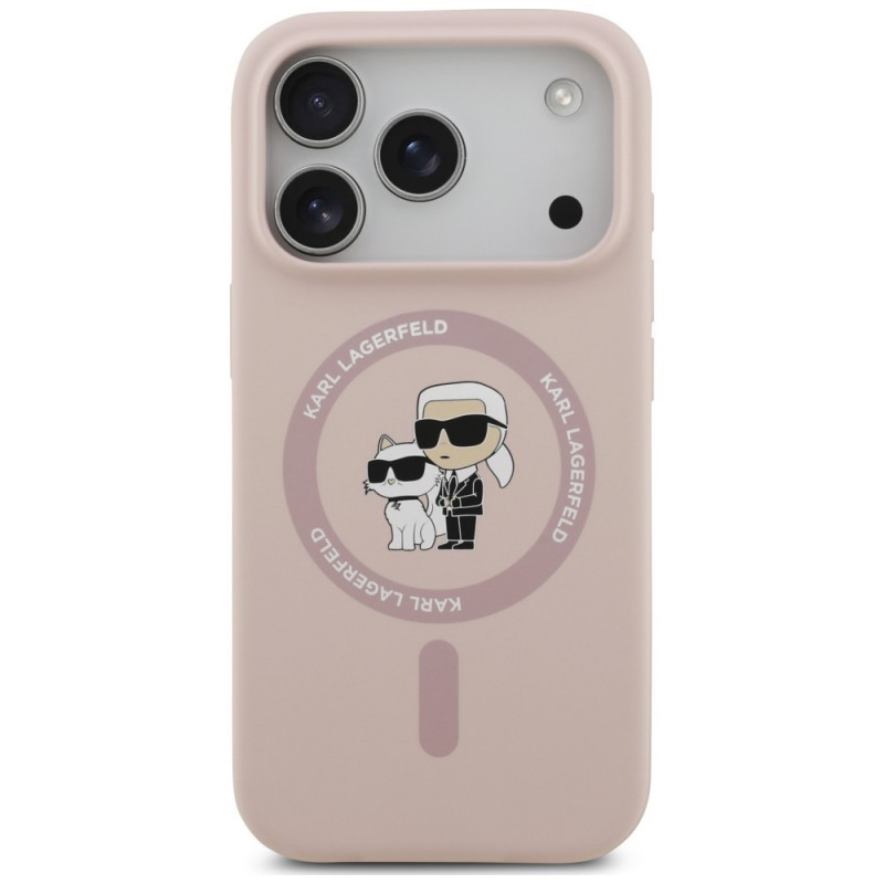 Capa de silicone Karl&Choupette Ring MagSafe Karl Lagerfeld para Apple iPhone 18 Pro / 17 Pro, preta