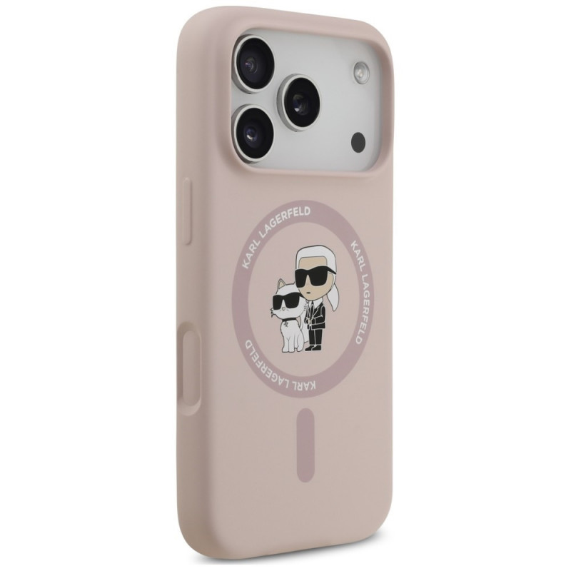Capa de silicone Karl&Choupette Ring MagSafe Karl Lagerfeld para Apple iPhone 18 Pro / 17 Pro, preta
