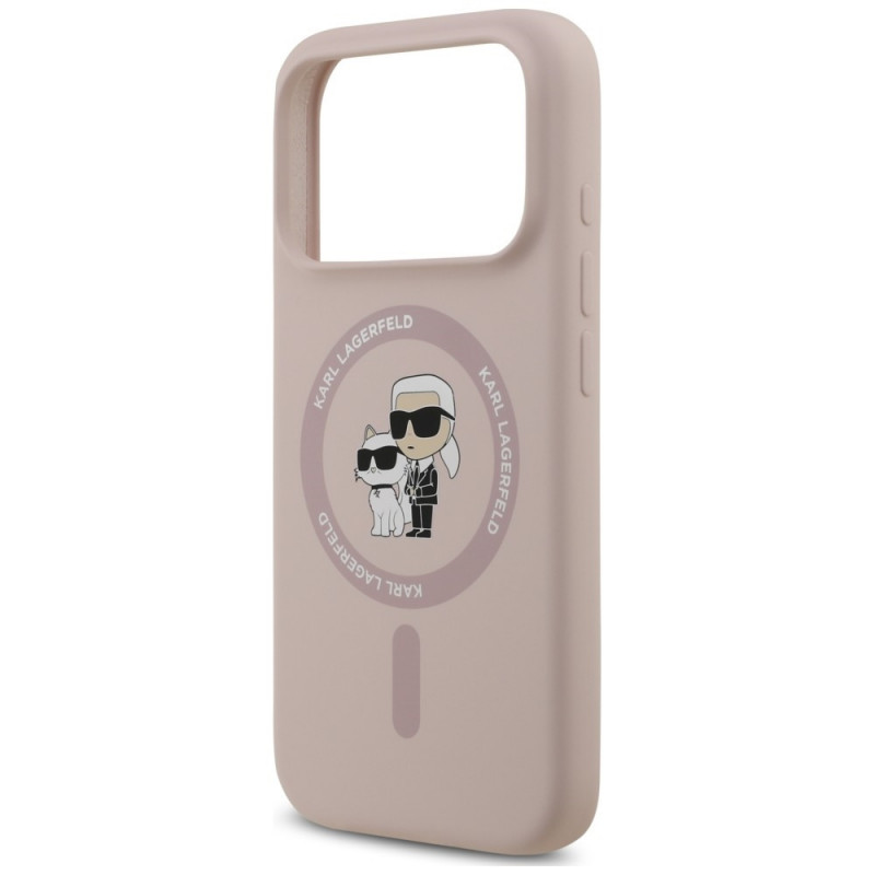 Capa de silicone Karl&Choupette Ring MagSafe Karl Lagerfeld para Apple iPhone 18 Pro / 17 Pro, preta
