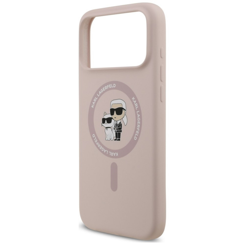 Capa Karl Lagerfeld Silicone Karl&Choupette Ring MagSafe para Apple iPhone 18 Pro Max / 17 Pro Max, rosa