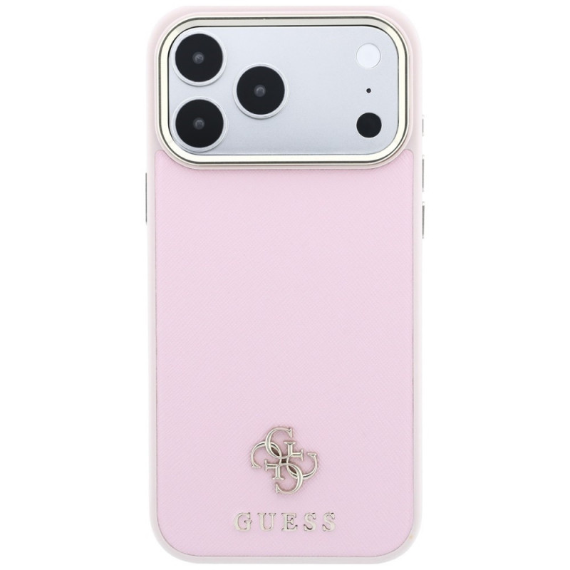 Capa MagSafe Guess Saffiano Small 4G & Classic Logo para Apple iPhone 18 Pro / 17 Pro, rosa