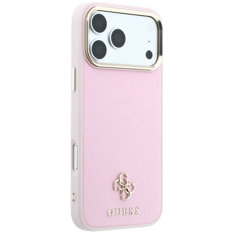 Capa MagSafe Guess Saffiano Small 4G & Classic Logo para Apple iPhone 18 Pro / 17 Pro, rosa