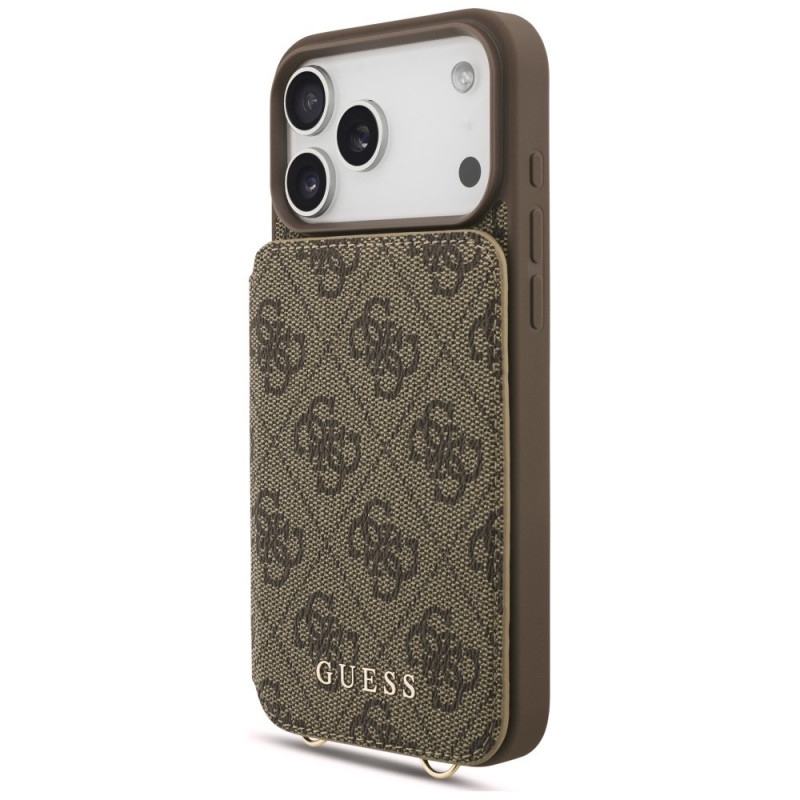 Capa crossbody Guess 4G Cardslots & Magnetic Closure para Apple iPhone 18 Pro / 17 Pro, castanha