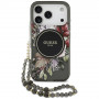 Capa MagSafe Guess IML Flowers Pearl Strap para Apple iPhone 18 Pro / 17 Pro, preta