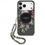 Capa MagSafe Guess IML Flowers Pearl Strap para Apple iPhone 18 Pro Max / 17 Pro Max, preta