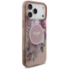 Capa MagSafe Guess IML Flowers Pearl Strap para Apple iPhone 18 Pro / 17 Pro, rosa
