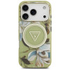 Capa MagSafe Guess IML Glitter Flowers Triangle para Apple iPhone 18 Pro Max / 17 Pro Max, verde