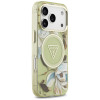 Capa MagSafe Guess IML Glitter Flowers Triangle para Apple iPhone 18 Pro Max / 17 Pro Max, verde