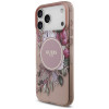 Capa MagSafe Guess IML Flowers Pearl Strap para Apple iPhone 18 Pro Max / 17 Pro Max, rosa
