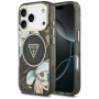 Capa MagSafe Guess IML Glitter Flowers Triangle para Apple iPhone 18 Pro Max / 17 Pro Max, preta