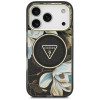 Capa MagSafe Guess IML Glitter Flowers Triangle para Apple iPhone 18 Pro Max / 17 Pro Max, preta