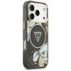 Capa MagSafe Guess IML Glitter Flowers Triangle para Apple iPhone 18 Pro Max / 17 Pro Max, preta