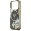 Capa MagSafe Guess IML Glitter Flowers Triangle para Apple iPhone 18 Pro Max / 17 Pro Max, preta