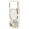 Capa Guess IML Glitter Flowers Triangle MagSafe para Apple iPhone 18 Pro Max / 17 Pro Max, branca
