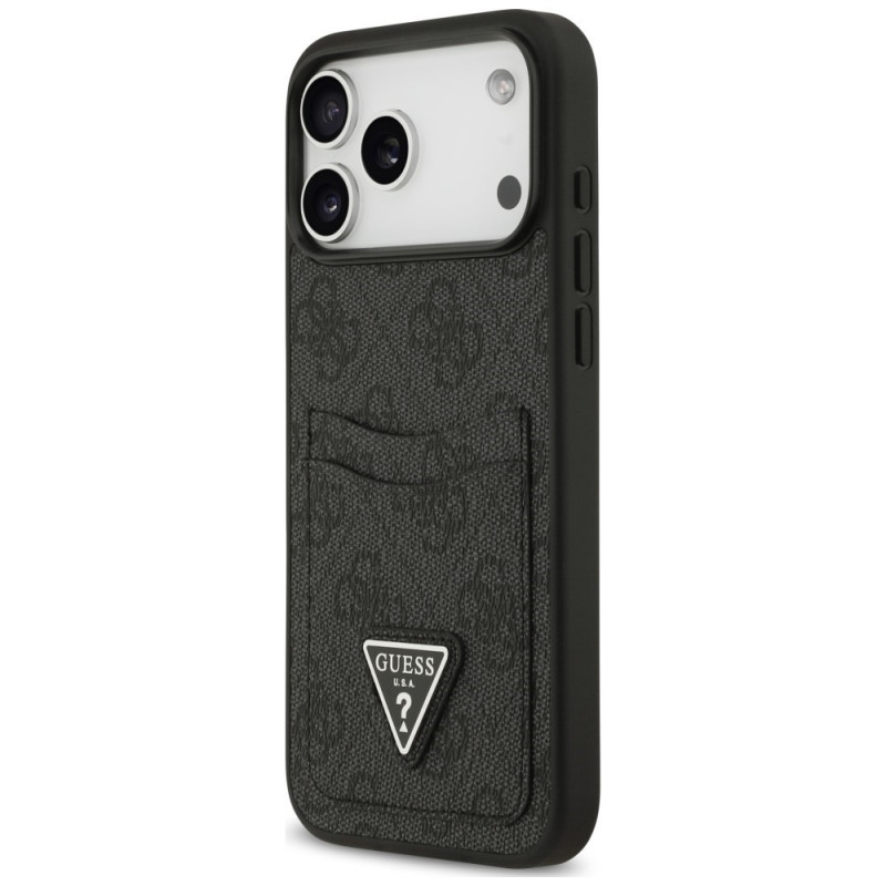 Capa triangular Guess 4G Double Card para Apple iPhone 18 Pro Max / 17 Pro Max, preta
