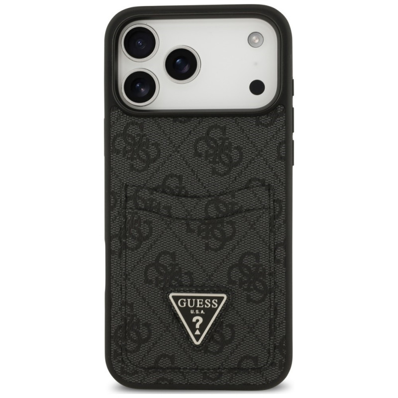 Capa triangular Guess 4G Double Card para Apple iPhone 18 Pro Max / 17 Pro Max, preta