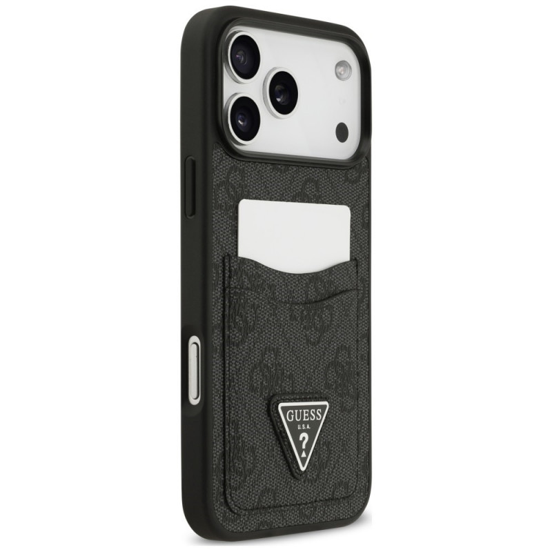 Capa triangular Guess 4G Double Card para Apple iPhone 18 Pro Max / 17 Pro Max, preta