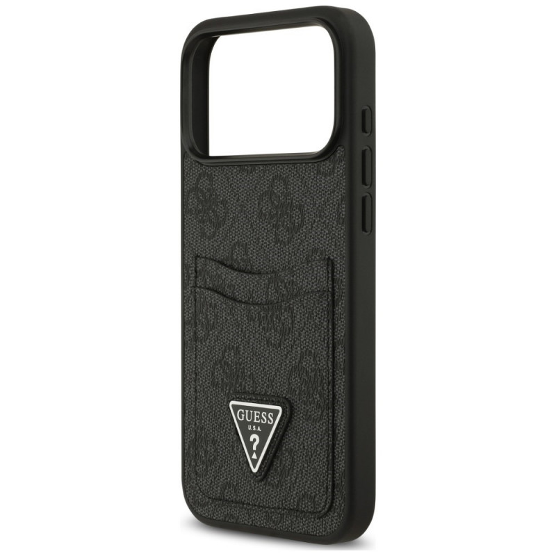 Capa triangular Guess 4G Double Card para Apple iPhone 18 Pro Max / 17 Pro Max, preta