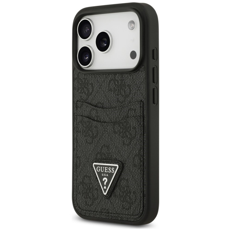 Capa triangular Guess 4G Double Card para Apple iPhone 18 Pro / 17 Pro, preta