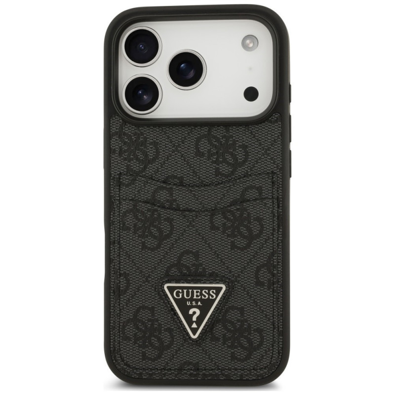 Capa triangular Guess 4G Double Card para Apple iPhone 18 Pro / 17 Pro, preta
