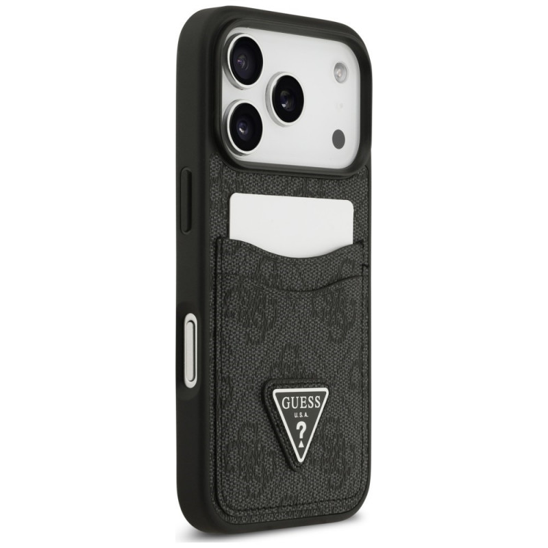 Capa triangular Guess 4G Double Card para Apple iPhone 18 Pro / 17 Pro, preta